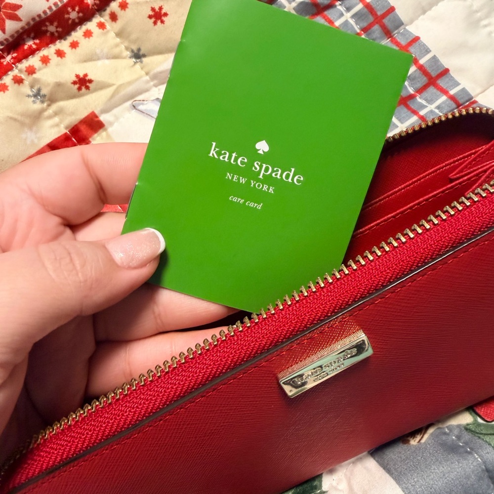 Kate Spade Red Zip Around Continental Wallet Wristlet